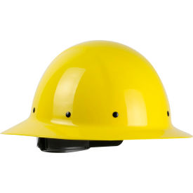 Wolfjaw™ Full Brim Smooth Dome Hard Hat Non-Vented Textile Suspension Yellow 280-HP1481R-02