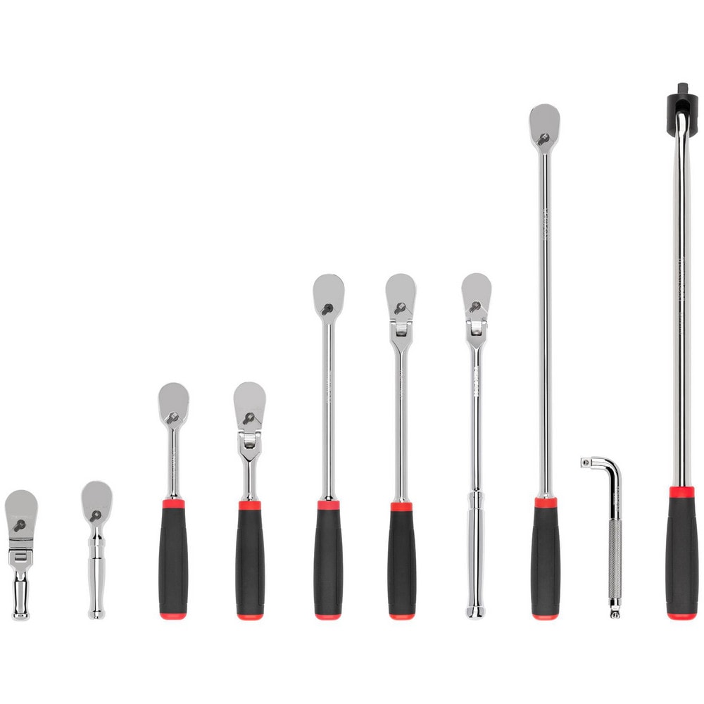 Ratchet Sets, Drive Size: 3/8 in , Overall Length (Inch): 4-1/2, 6, 8, 12, 18 , Head Shape: Pear , Head Style: Fixed, Reversible , Material: Steel  MPN:SDR99104