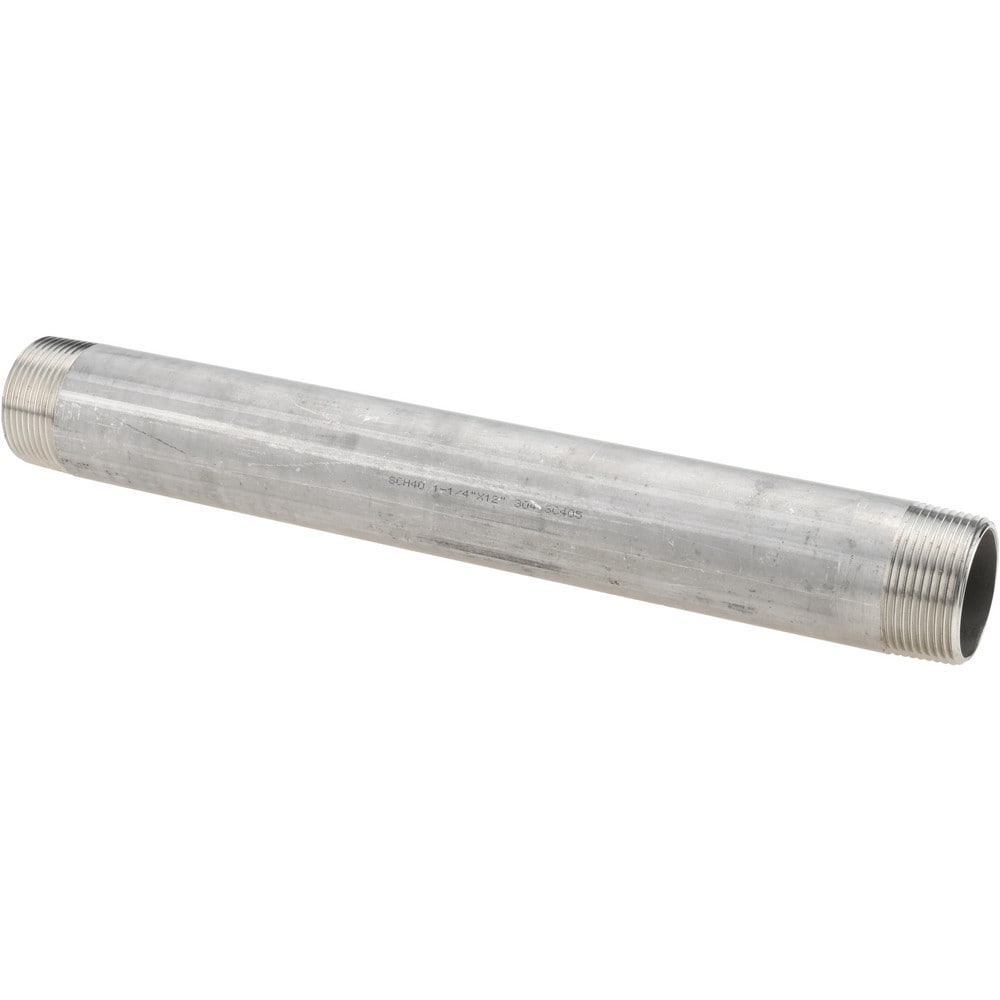 Stainless Steel Pipe Nipples & Pipe, Thread Style: Threaded on Both Ends , Schedule: 40 , Thread Standard: NPT  MPN:4BN11/4X12