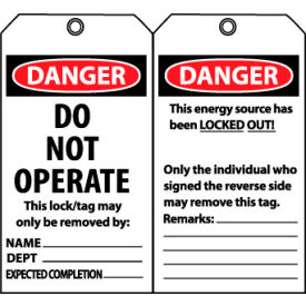 Laminated Lockout Tags - Do Not Operate LPT21