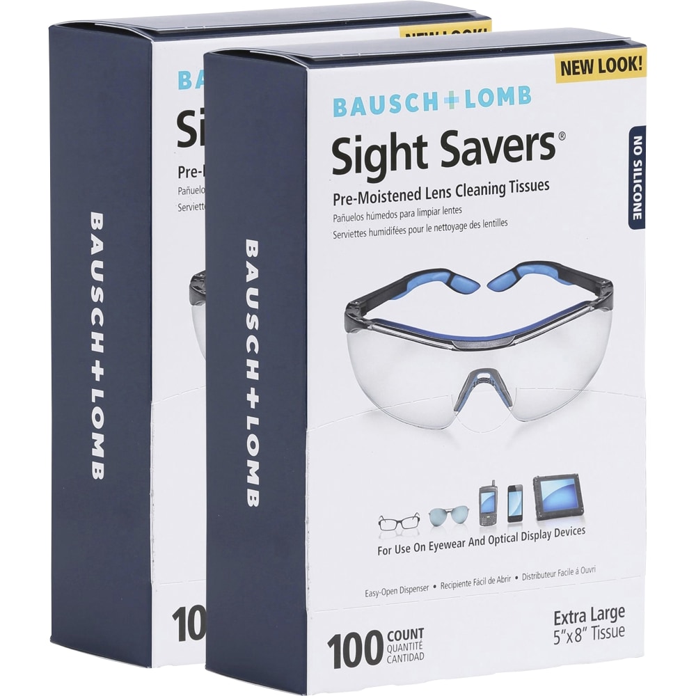 Bausch & Lomb Sight Savers Lens Cleaning Tissues, 8in x 5in, 100 Tissues Per Box, Pack Of 2 Boxes (Min Order Qty 3) MPN:BAL8574GMBD