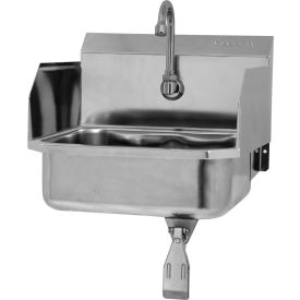 Sani-Lav® 607L Wall Mount Sink With Single Knee Pedal Valve And Side Splash Guards L607