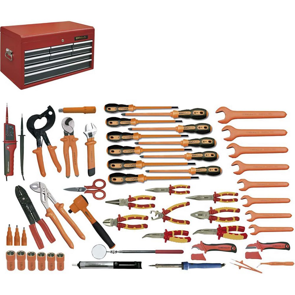 Combination Hand Tool Sets, Set Type: Electrician's Tool Set , Number Of Pieces: 52 , Measurement Type: Metric , Container Type: Tool Chest  MPN:76686