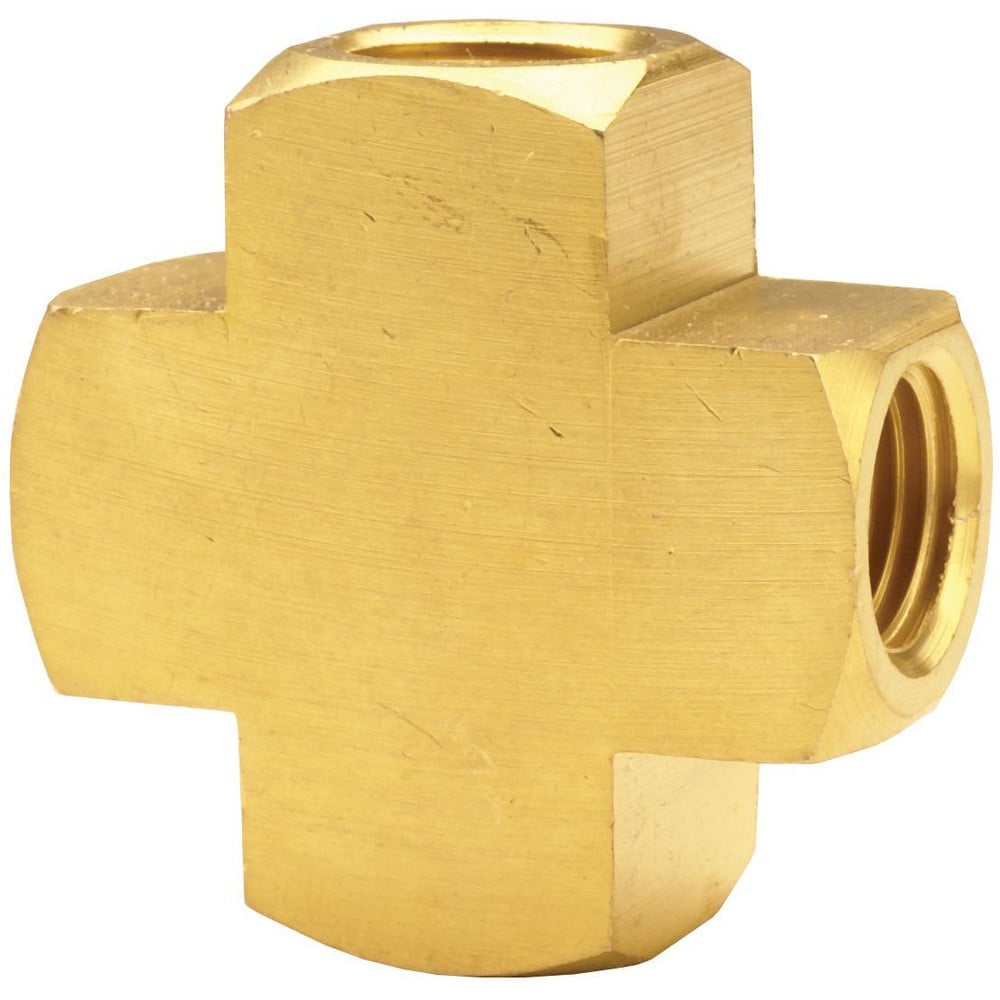 Brass & Chrome Pipe Fittings, Fitting Type: Pipe Cross , Fitting Size: 1/4 x 1/4 , End Connections: NPTF , Material Grade: 360 , Connection Type: Threaded  MPN:2280404C