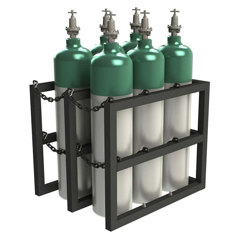 Gas Cylinder Carts, Racks, Stands & Holders, Gas Cylinder Rack Type: Six Cylinder Floor Stand Rack , Fits Cylinder Diameter: 11in , Number Of Cylinders: 6  MPN:GCRV-303630-08T