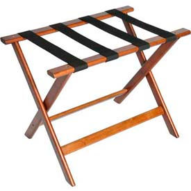 Deluxe Flat Top Wood Luggage Rack Cherry Mahogany Black Straps 1 Pack 177CM-1