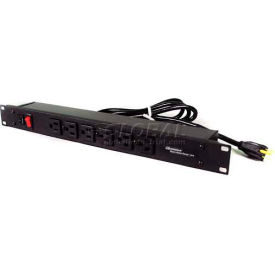 Wiremold Rack Mount Power Strip W/Lighted Switch 6 Front Outlets 15A 15' Cord J60B2B*