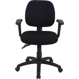 Interion® 24 Hour Fabric Task Chair With Mid Back & Adjustable Arms Black 505695