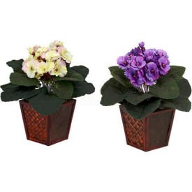 Nearly Natural African Violet with Vase Silk Plant (Set of 2) 6685-S2