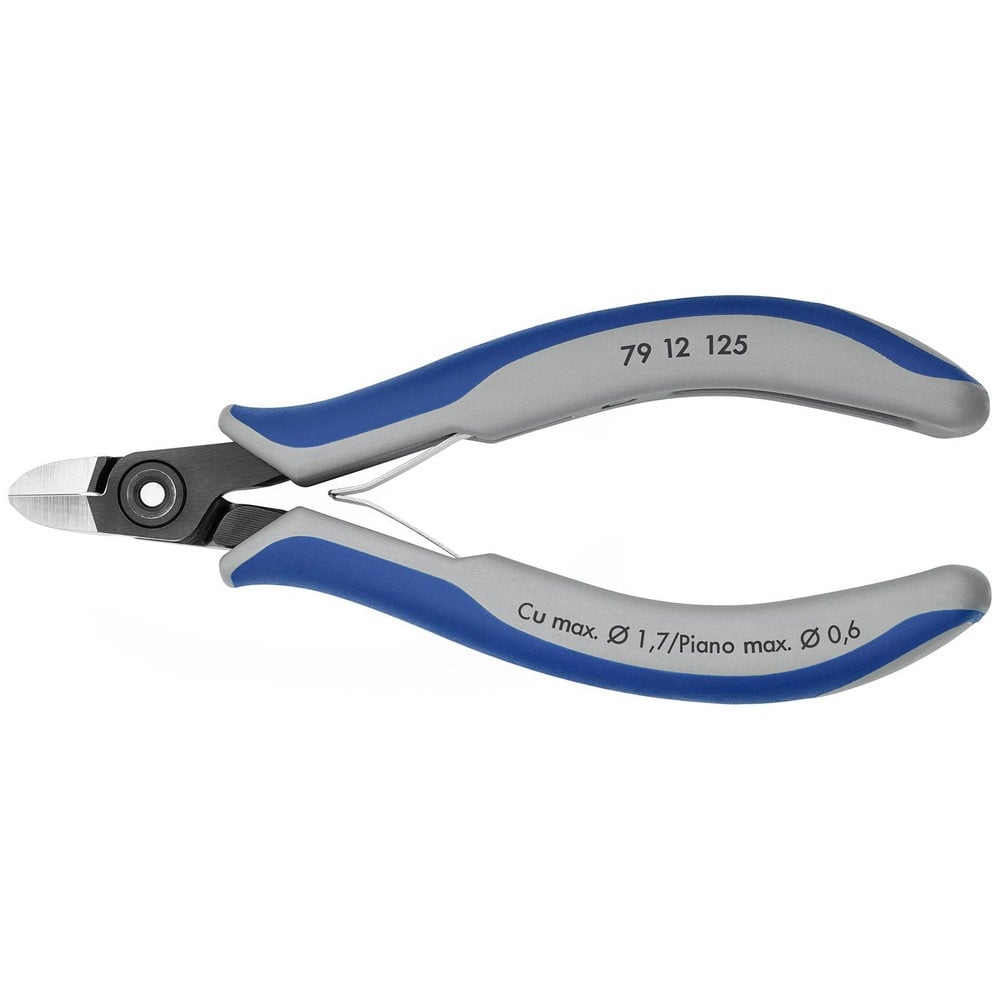 Cutting Pliers, Insulated: No , Overall Length (Inch): 5-1/2in , Head Style: Cutter, Diagonal , Cutting Style: Semi-Flush, Bevel , Handle Color: Blue, Gray  MPN:79 12 125