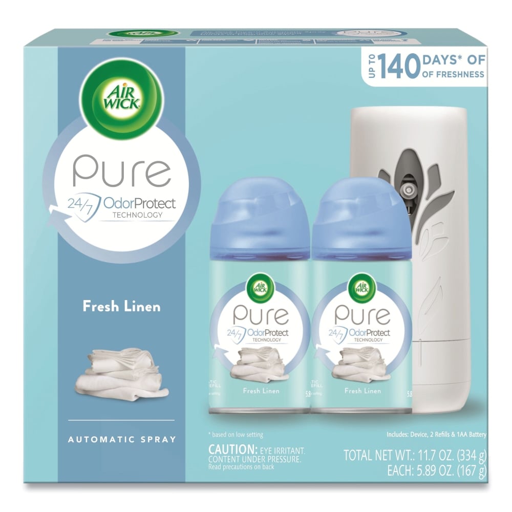 Air Wick Freshmatic Ultra Automatic Pure Starter Kits, Fresh Linen, 7-3/4in x 3-1/4in, White/Gray, Carton Of 4 Kits MPN:62338-01918