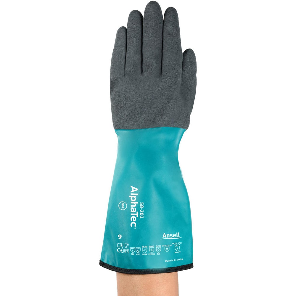 Series 58-201 Chemical Resistant Gloves:  Size X-Large,  80 Thick,  Nitrile,  Acrylic Lined Nitrile Dipped,  Supported, MPN:58201100