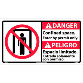 NMC™ Bilingual Vinyl Sign Danger Confined Space Enter By Permit Only 18