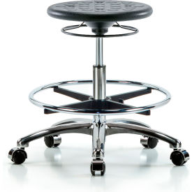 Blue Ridge Ergonomics™ Cleanroom Stool with Casters and Footring - Medium Bench Height - Black CLR-IPMBSO-CR-CF-CC-BLK