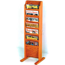 Wooden Mallet Cascade™ Free-Standing 7 Pocket Magazine Rack Medium Oak MR7-FSMO