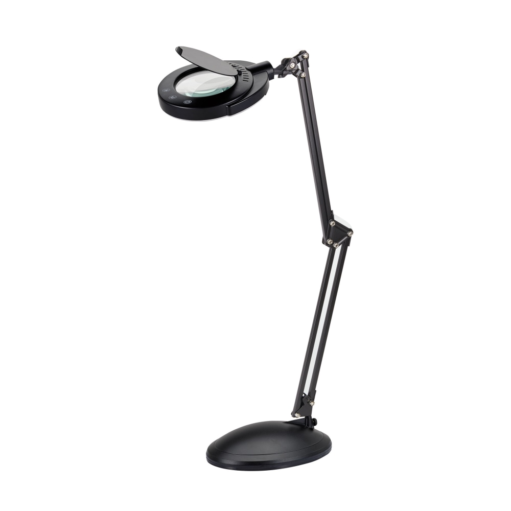 Realspace Bretino LED Magnifier Desk Lamp With Mounting Clamp, 22inH, Black (Min Order Qty 2) MPN:RS90203BJ