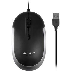 Macally USB Wired Optical Quiet Click Mouse for Mac & PC Space Gray & Black DYNAMOUSESG