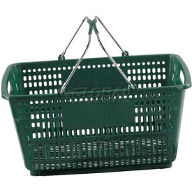 VersaCart ® Green Plastic Shopping Basket 30 Liter w/ Plastic Grips Wire Handle Pack Qty of 20 203-30L-DGN-20