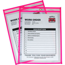 C-Line Products Neon Shop Ticket Holder Pink Stitched Both Sides Clear 9 x 12 15EA/BX 43919