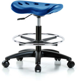 Interion® Polyurethane Tractor Stool With Foot Ring - Blue w/ Black Base 85436B23