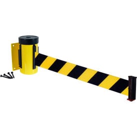 Retracta-Belt® Wall Mount Retractable Belt Barrier Yellow Case W/10' Black/Yellow Belt WM700YW-BYD-RE