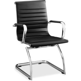 Lorell® Modern Chair Mid-Back Leather Guest Chair - Black - 2/Pack 59539