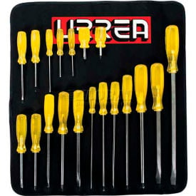 Urrea Amber Handle Screwdriver Set 9600E Flat Cabinet & Phillips Tip 19 Pieces 9600E