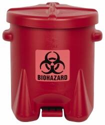 Biohazardous Receptacles, Capacity (Gal.): 6.000 , Opening Style: Foot Operated , Color: Red , Material: High-Density Polyethylene (HDPE)  MPN:943BIO