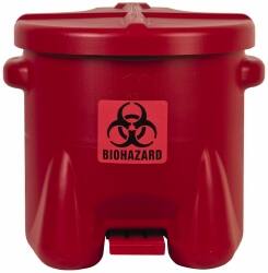 Biohazardous Receptacles, Capacity (Gal.): 10.000 , Opening Style: Foot Operated , Color: Red , Material: High-Density Polyethylene (HDPE)  MPN:945BIO