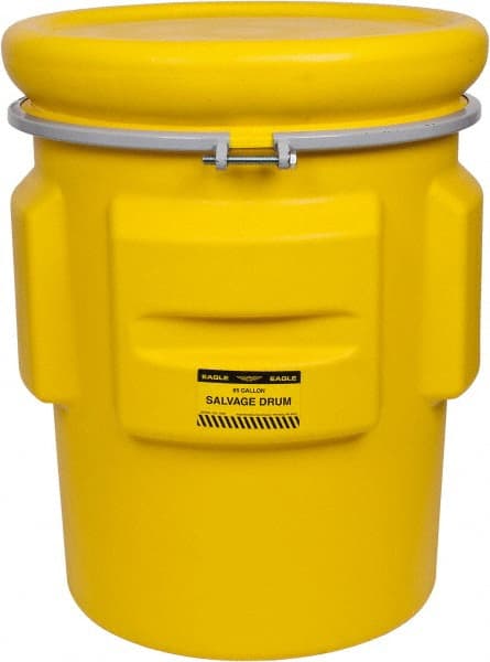 65 Gallon Capacity, Metal Band with Bolt Closure, Yellow Salvage Drum MPN:1665