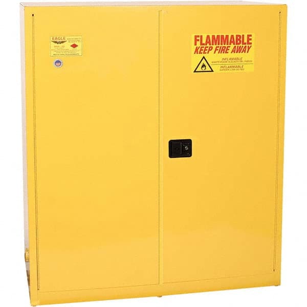 Flammable & Hazardous Storage Cabinets: 110 gal Drum, 2 Door, 1 Shelf, Self Closing, Yellow MPN:5510X