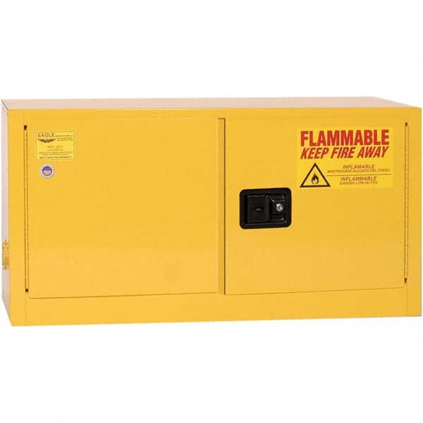 Flammable & Hazardous Storage Cabinets: 15 gal Drum, 2 Door, 1 Shelf, Manual Closing, Red MPN:ADD15XRED
