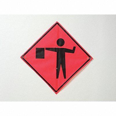 Flagger Ahead Traffic Sign 36 x 36 MPN:669-C/36-DGFO-FS