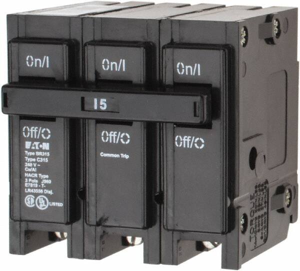 15 Amp, 240 VAC, 3 Pole, Plug In Type BR Circuit Breaker MPN:BR315