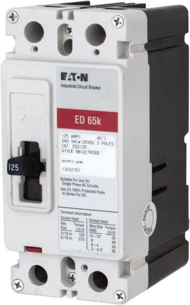 125 Amp, 125 VDC, 240 VAC, 2 Pole, Molded Case Circuit Breaker MPN:ED2125