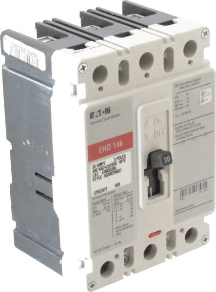 30 Amp, 250 VDC, 480 VAC, 3 Pole, Molded Case Circuit Breaker MPN:EHD3030L