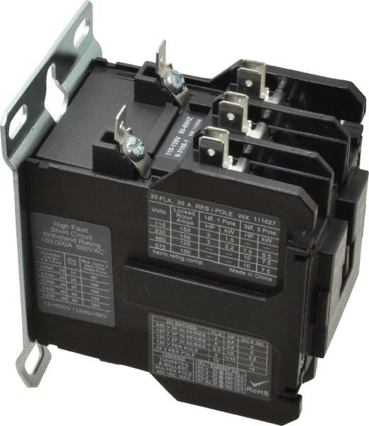 3 Pole, 25 Amp Inductive Load, 110 to 120 Coil VAC at 50/60 Hz, Nonreversible Definite Purpose Contactor MPN:C25DND325A