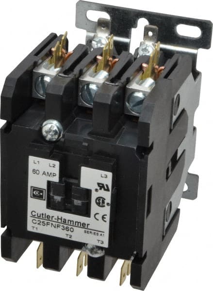 3 Pole, 60 Amp Inductive Load, 110 to 120 Coil VAC at 50/60 Hz, Nonreversible Definite Purpose Contactor MPN:C25FNF360A