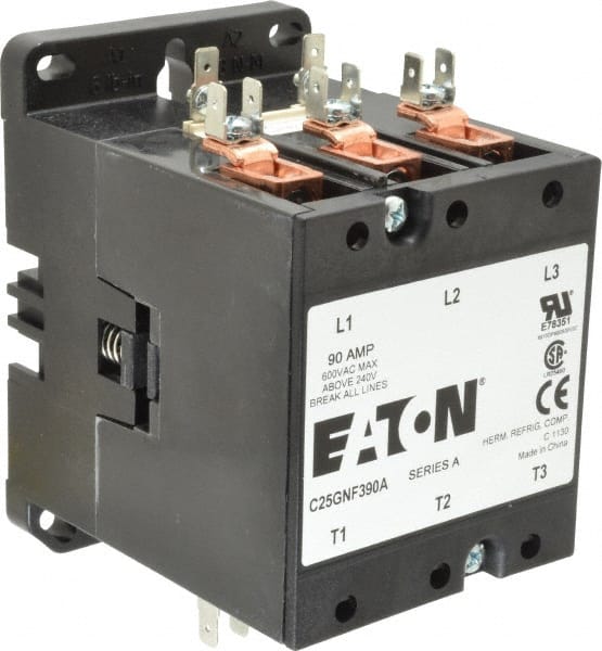 3 Pole, 90 Amp Inductive Load, 110 to 120 Coil VAC at 50/60 Hz, Nonreversible Definite Purpose Contactor MPN:C25GNF390A