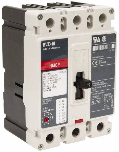 Motor Circuit Protectors, Continuous Amperage: 15 , Starter Size: 0 , Number of Poles: 3 , Standards Met: CE, CSA C22.2 No. 5.1, CSA Certified, IEC 157-1 MPN:HMCP015E0C