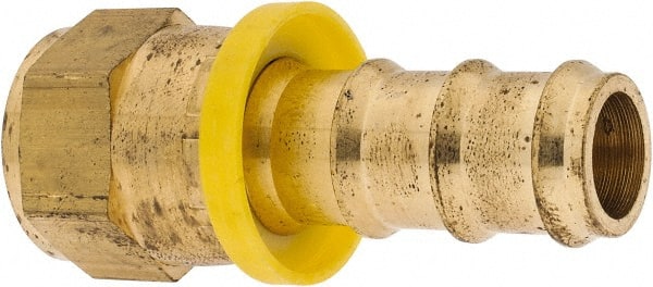 Barbed Push-On Hose Female Connector: 7/8-14 UNF, Brass, 5/8