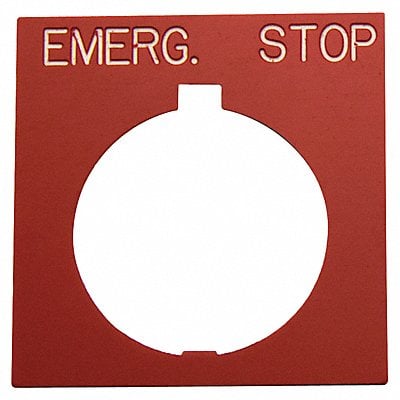 Legend Plate Square Emerg.Stop Black/Red MPN:HT8SP13