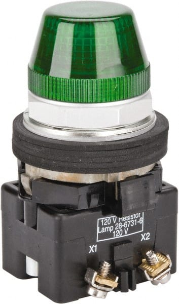 120 VAC/VDC Green Lens Incandescent Indicating Light MPN:HT8HFGV7