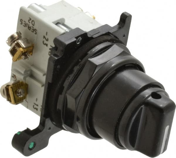Selector Switch with Contact Blocks: 3 Positions, Maintained (MA), Black Knob MPN:E34VHBK1-Y1