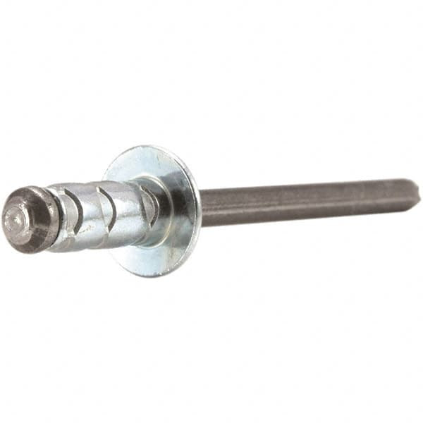 Open End Blind Rivet: Size 4, Dome Head, Aluminum Body, Steel Mandrel MPN:POPAD43-45BS