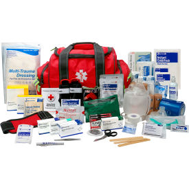 First Aid Only Basic First Aid Responder Bag Bleed Control & Airway Mgmnt. Up to 24 Persons Red 91392