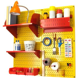 Wall Control Pegboard Hobby Craft Organizer Storage Kit Yellow/Red 32