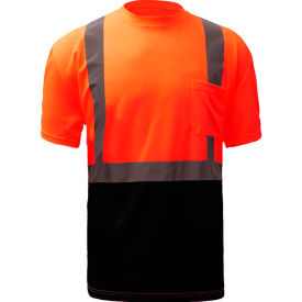 GSS Safety 5112 Class 2 Microfiber Birdseye Short Sleeve T-Shirt W/ Black Bottom Orange 4XL 5112-4XL