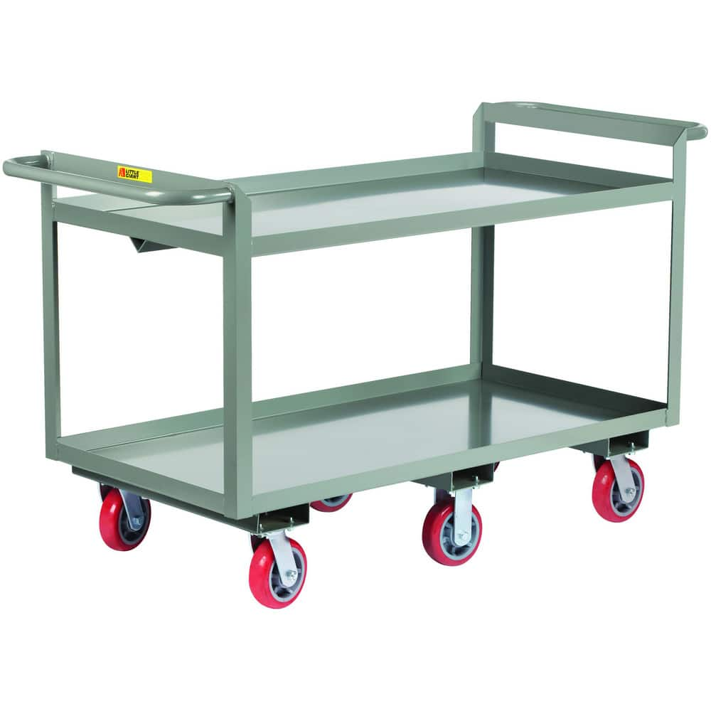 Carts, Cart Type: Double Handled Heavy-Duty Shelf Truck , Caster Type: 2 Rigid, 4 Swivel , Material: Steel , Length (Inch): 59 , Height (Inch): 34  MPN:GL6W2448-6PY-2H