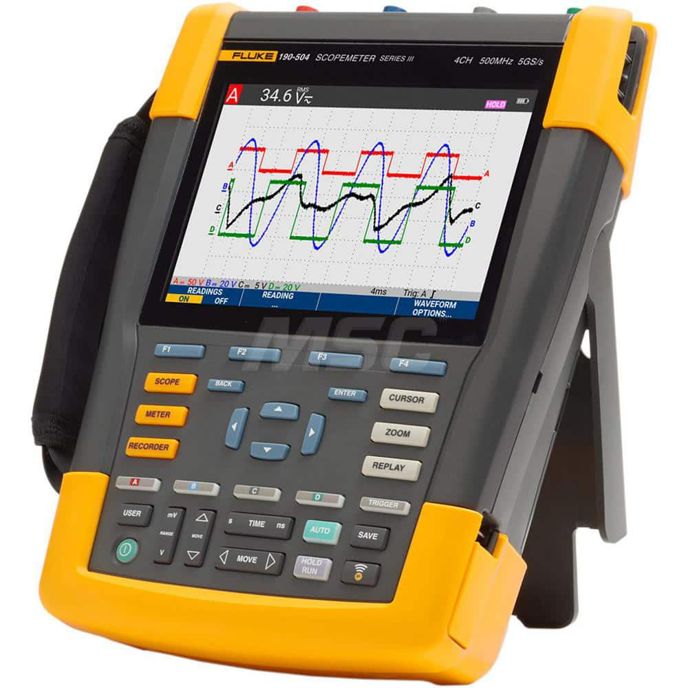 Oscilloscopes, Oscilloscope Type: Portable Oscilloscope , Bandwidth (MHz): 500 , Number of Channels: 4 , Display Type: LCD  MPN:FLUKE-190-504-I